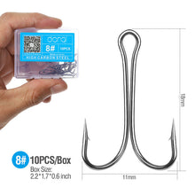 Load image into Gallery viewer, DONQL 10pcs/ Set Double Fishing Hooks Barbed Carp Fishhook For Soft Worm Lure High Carbon Steel Fly Fishing Hook Accessories