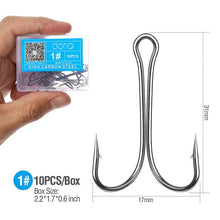 Load image into Gallery viewer, DONQL 10pcs/ Set Double Fishing Hooks Barbed Carp Fishhook For Soft Worm Lure High Carbon Steel Fly Fishing Hook Accessories
