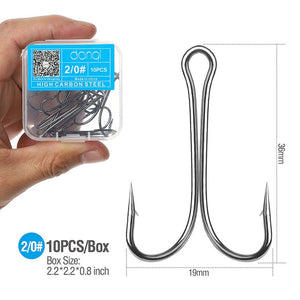 DONQL 10pcs/ Set Double Fishing Hooks Barbed Carp Fishhook For Soft Worm Lure High Carbon Steel Fly Fishing Hook Accessories