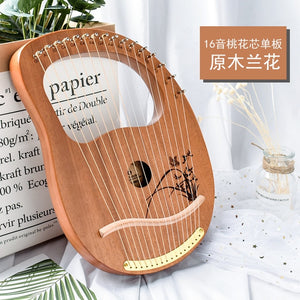 10/16 string wood lined lyre harp metal trap Mahony solid wood string instrument with Draagbag