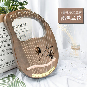 10/16 string wood lined lyre harp metal trap Mahony solid wood string instrument with Draagbag