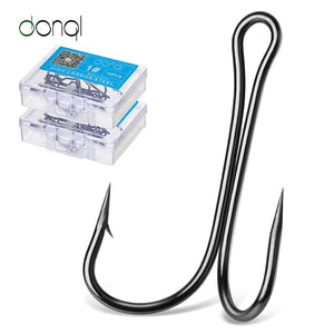 DONQL 10pcs/ Set Double Fishing Hooks Barbed Carp Fishhook For Soft Worm Lure High Carbon Steel Fly Fishing Hook Accessories